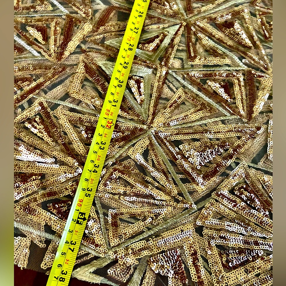 1 Piece Fabric Embroidery Champagne Mini Glitz Sequins on Chiffon 76” by 112” - Picture 5 of 5